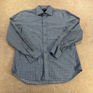 Express Design Studio Button Up Mens Large Blue Geometric Modern Fit